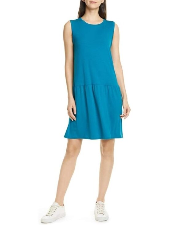 Eileen Fisher Dresses & Skirts - Eileen Fisher Sleeveless Drop Waist Tencel Stretch Jersey Dress Jasper MEDIUM